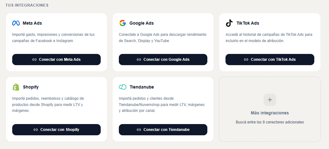 Conectá tu tienda y tus cuentas de ads